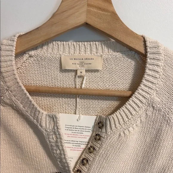 NWT Sezane Leontine Jumper in Ecru/Camel - Picture 7 of 8